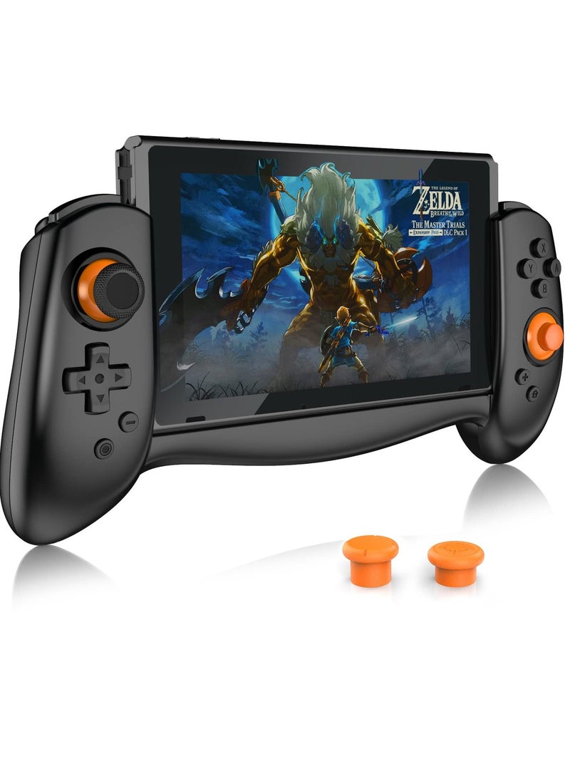 SYOSI - Switch Controller Grip for Nintendo Switch Handheld Mode Ergonomic Design with 6-axis Gyro Double Motor Vibration and Screen Capture Button for Switch Handheld Mode, (black) - Image 1