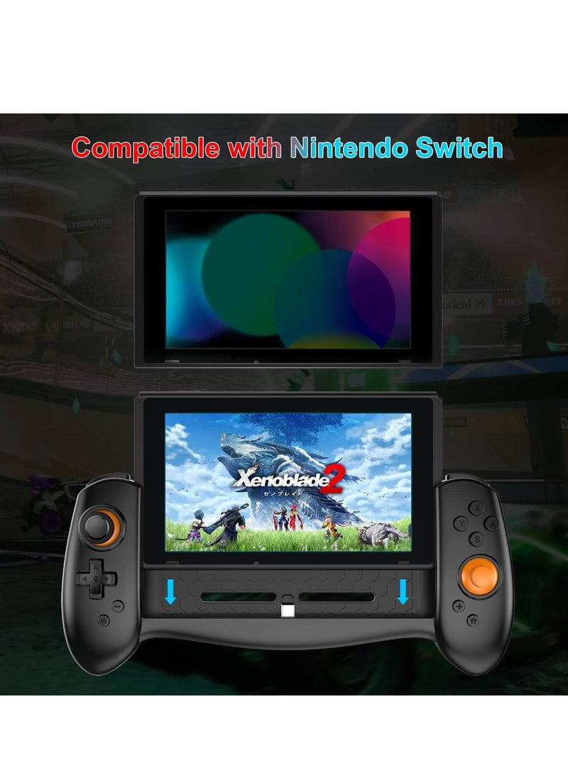 SYOSI - Switch Controller Grip for Nintendo Switch Handheld Mode Ergonomic Design with 6-axis Gyro Double Motor Vibration and Screen Capture Button for Switch Handheld Mode, (black) - Image 1