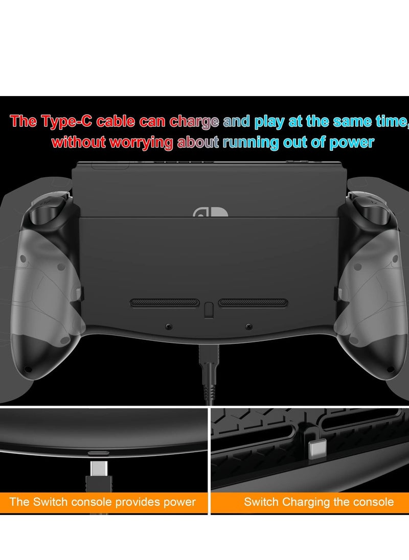 SYOSI - Switch Controller Grip for Nintendo Switch Handheld Mode Ergonomic Design with 6-axis Gyro Double Motor Vibration and Screen Capture Button for Switch Handheld Mode, (black) - Image 1