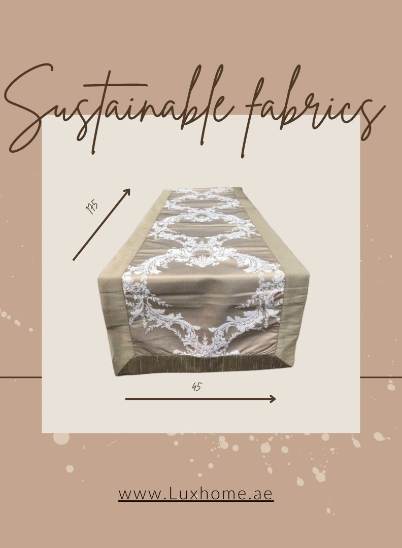 LuxHome Elegant Silver Pattern Jacquard Table Runner with Platinum Border – 45 x 175 cm - Image 2