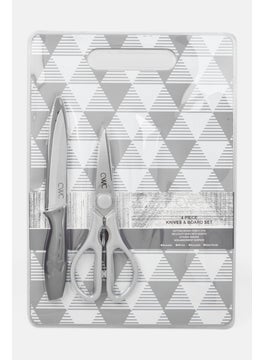 COOK WITH COLOR 4 Pieces Kitchen knife And Board Set, Grey  - Image 1