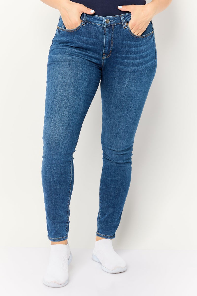 ESPRIT Women Skinny Fit Washed Stretchable Jeans, Blue - Image 1