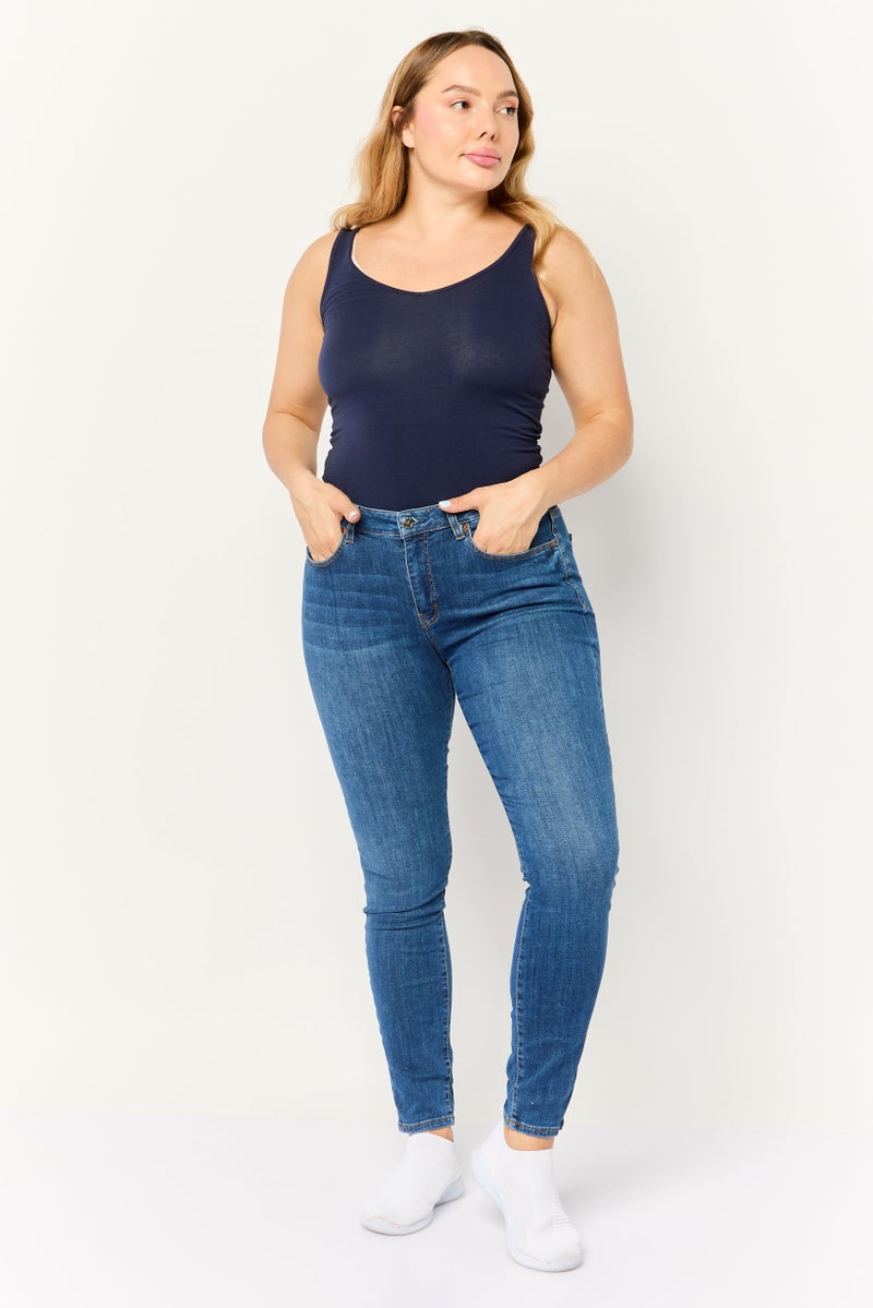 ESPRIT Women Skinny Fit Washed Stretchable Jeans, Blue - Image 2