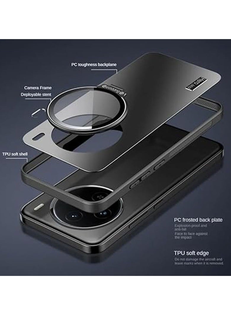 Case for Vivo X200 Pro Mini (2024),Anti-fall Durable Phone Protective Case with Full Wrap-around Metal Lens Protection Stand,Frosted Shockproof Protective Back Cover - Image 3