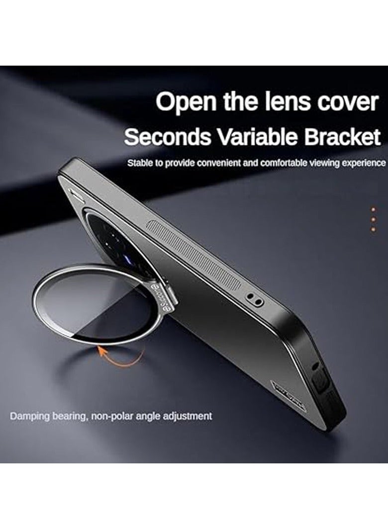 Case for Vivo X200 Pro Mini (2024),Anti-fall Durable Phone Protective Case with Full Wrap-around Metal Lens Protection Stand,Frosted Shockproof Protective Back Cover - Image 2