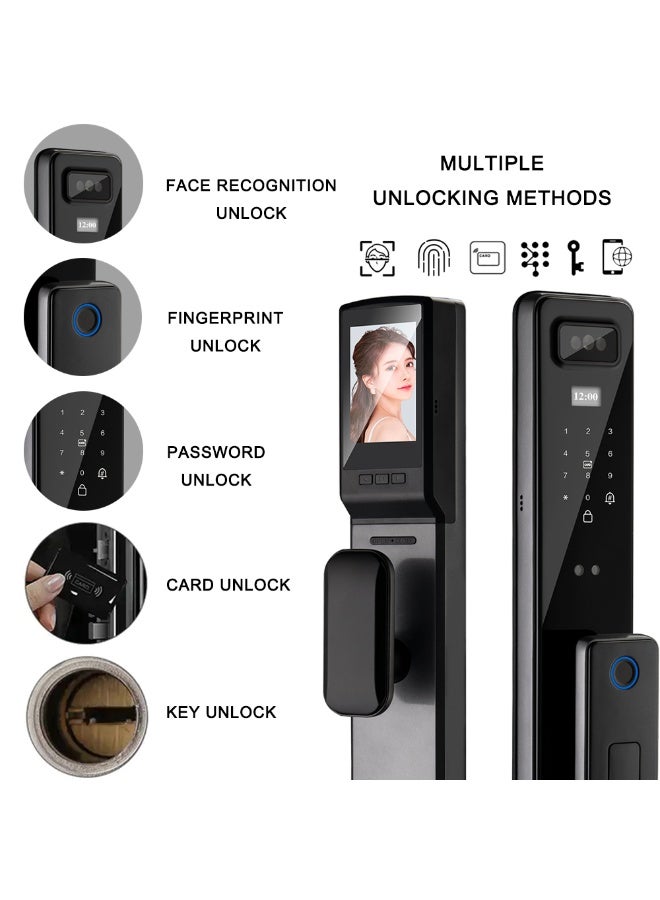 Smart Door Lock, Fingerprint Smart Door Lock, 3D Face Unlock Fingerprint Access Keyless Entry TUYA APP with 6068 Lock Mortise - Image 2