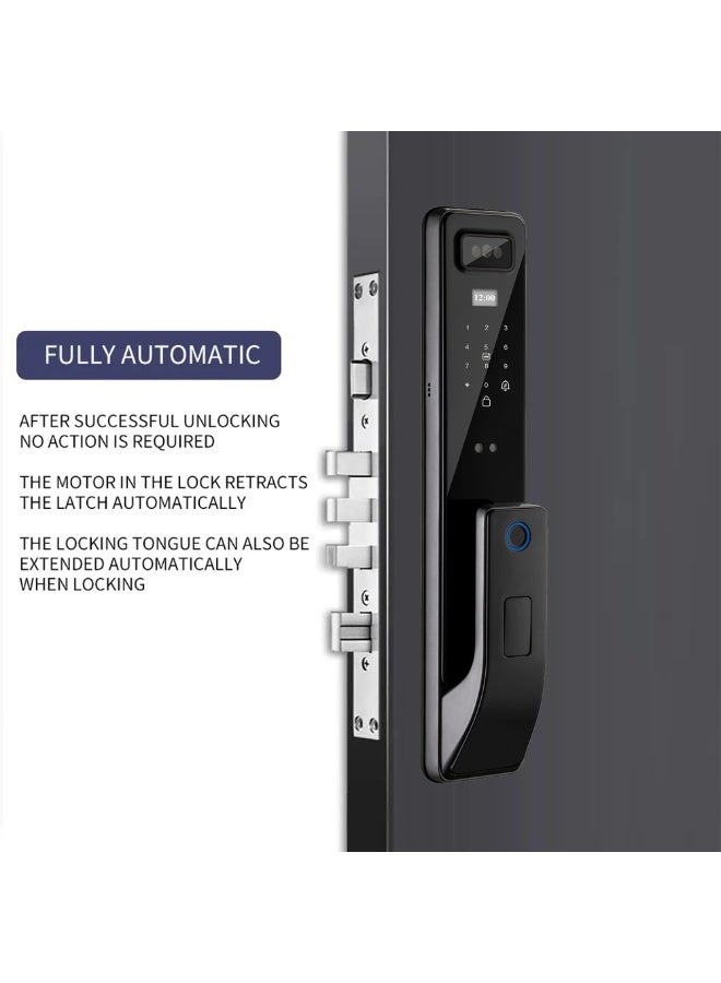 Smart Door Lock, Fingerprint Smart Door Lock, 3D Face Unlock Fingerprint Access Keyless Entry TUYA APP with 6068 Lock Mortise - Image 3