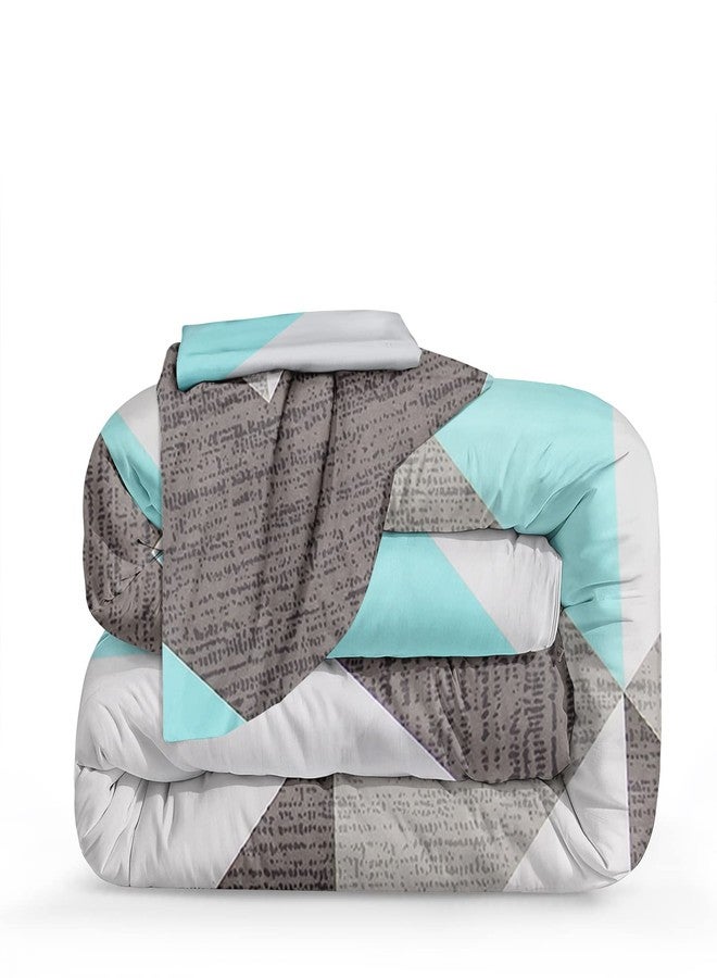 Bedbay Teal Comforter Queen Size Turquoise Teal Queen Bed Set Geometric Chevron Teal and Grey Bedding Set Western Comforter 3 Pcs Lightweight Down Alternative Comforter for Girls Teen Men Women - Image 3