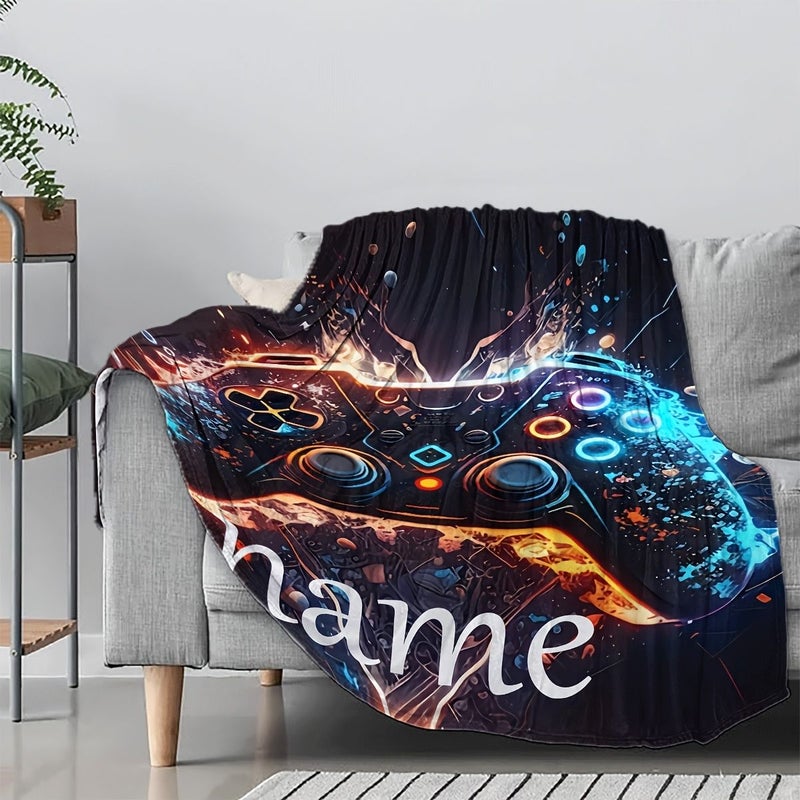 1 Piece Mixed Colors Custom Name Or Text Soft Flannel Blanket With Game Controllers Pattern 29 5x39 37 Inches For Couch Bed Camping Travel Winter Cozy Bedding - Image 5