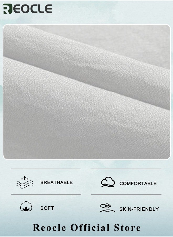 REOCLE Men's 2 Piece Cotton Linen Set Summer Outfits Short Sleeve Button Down Shirts Stretch Long Pant Casual Breathable Set  - Image 3