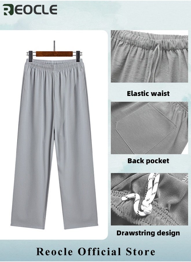 REOCLE Men's 2 Piece Cotton Linen Set Summer Outfits Short Sleeve Button Down Shirts Stretch Long Pant Casual Breathable Set  - Image 5