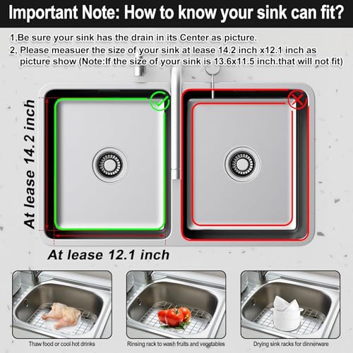 ARLBA 2 Pack 13.7" x11.6" 304 Stainless Steel Sink Protectors Grid for 14.2"X 12.1" Kitchen Sink W/Center Drain,Sink Grid Protection,Sink Grate Sink Rack for Bottom of Sink w/ 2Pack Sink Strainers - Image 4