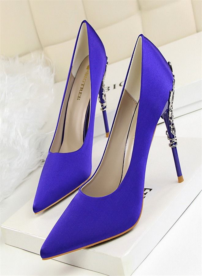 BIGTREE Fashion Pointed High Heels 10CM Blue 