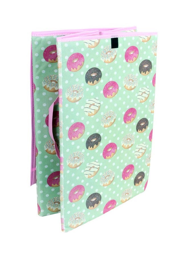 PrettyKrafts PrettyKrafts 75L Non Woven DoughNut Printed Square Foldable Large Laundry Bag/Basket With Lid & Handle, Freestanding Cloth Storage Organizer for Bedroom, Dorm (37x37x53cm, Pink, Set of 1)  - Image 5