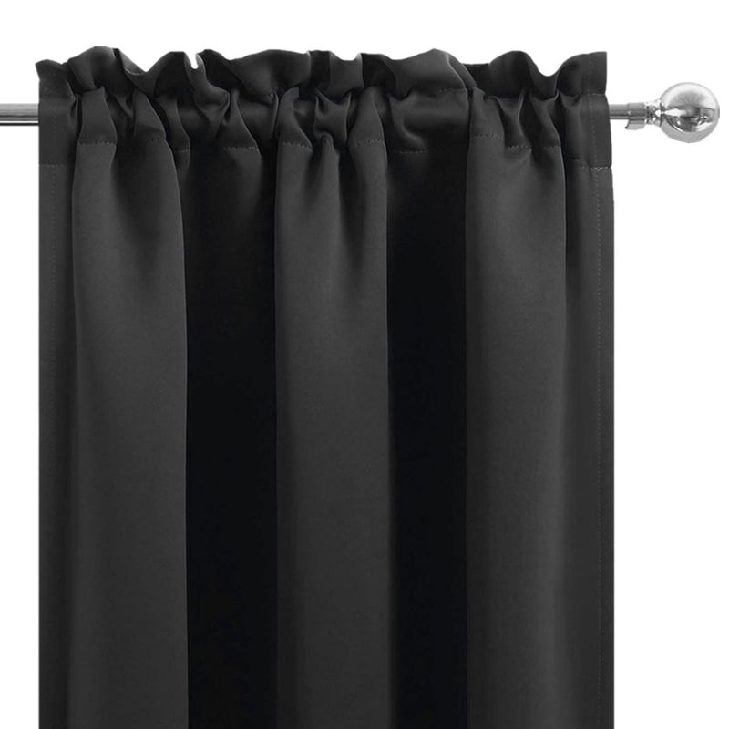 Gxi Black Doorway Curtain Solid Blackout Patio Door Curtain Panel 78 Inches Length Rod Pocket Drape Room Darkening Thermal Insulated Energy Efficient Window Treatment 1 Panel W39 x L78 Inch - Image 2
