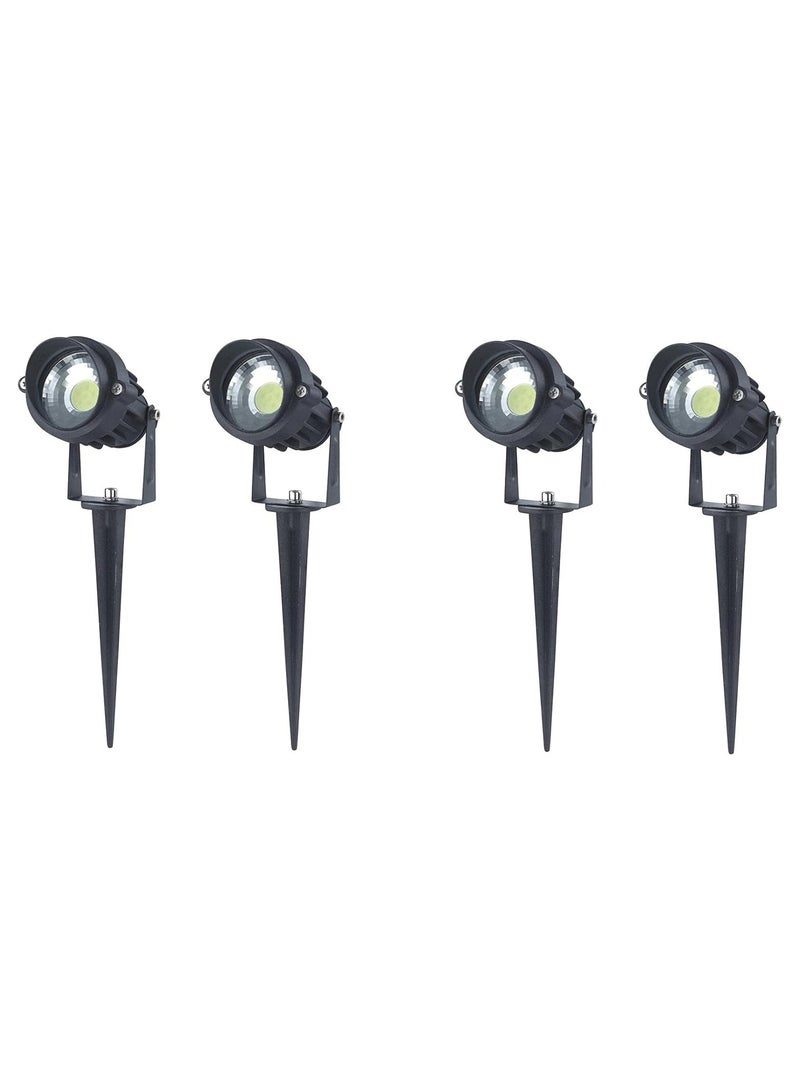 لمبة سبوت باستطاعة 7 وات لاضاءة الحدائق ليد بشريحة على اللوحة نمط اضاءة سبايك 4 قطع اسود أكريليك