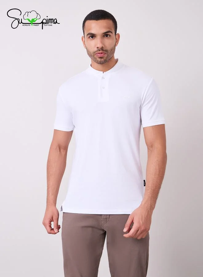 Styli Luxe Supima Cotton Baseball Collar Regular Polo
