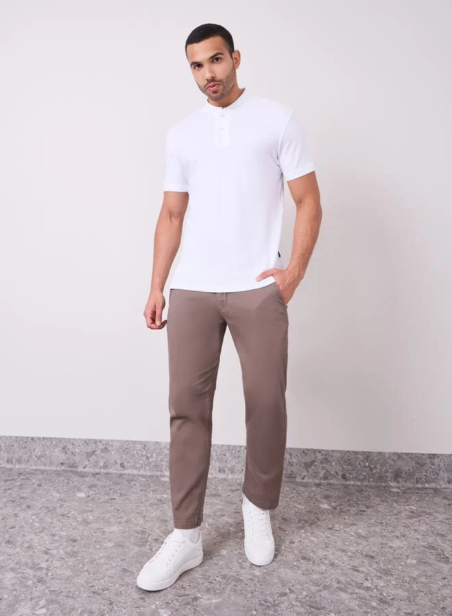 Styli Luxe Supima Cotton Baseball Collar Regular Polo