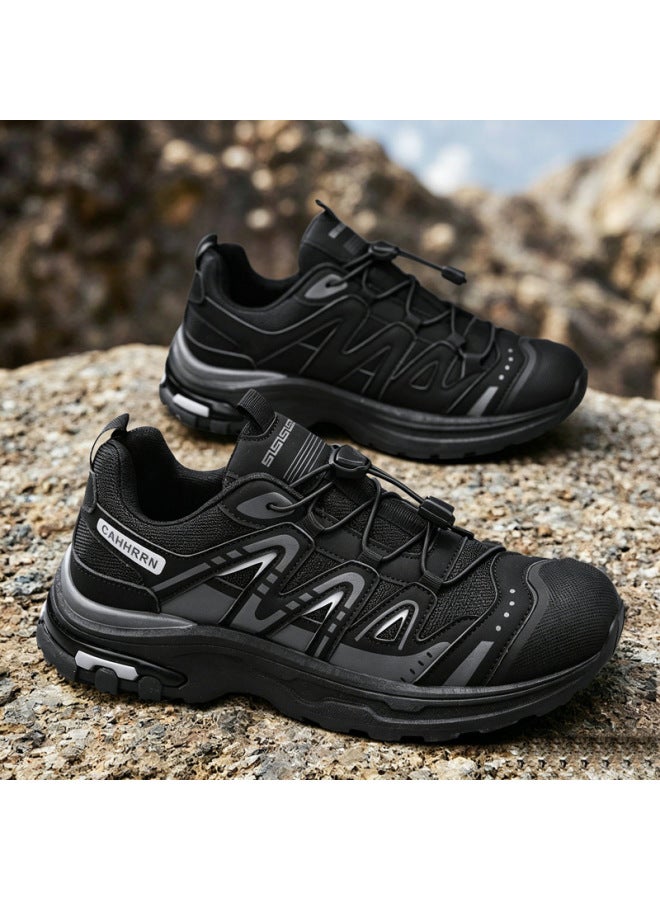 Autumn New Trendy Round-toe Versatile Breathable Lace-up Thick-soled Comfortable Casual Solid Color Comfortable Sports Men's Shoes
