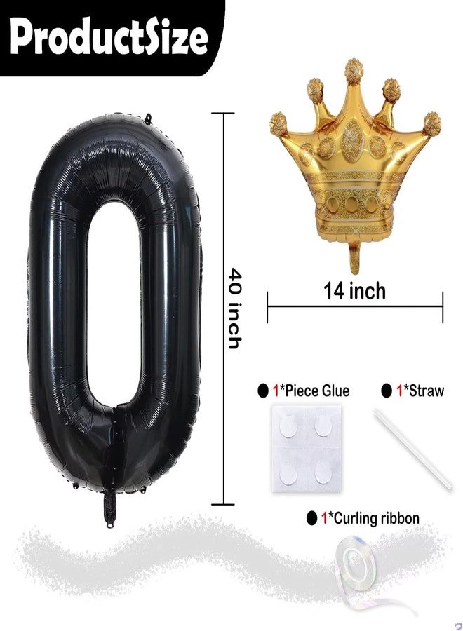 Florisland 40 inch Large Black 18 Balloon Number with Gold Crown Balloons 18th Birthday Big Foil Mylar Helium Balloon for Boys Girls 18th Birthday Anniversary Decorations Supplies Favors(Number 18 Balloons） - Image 2