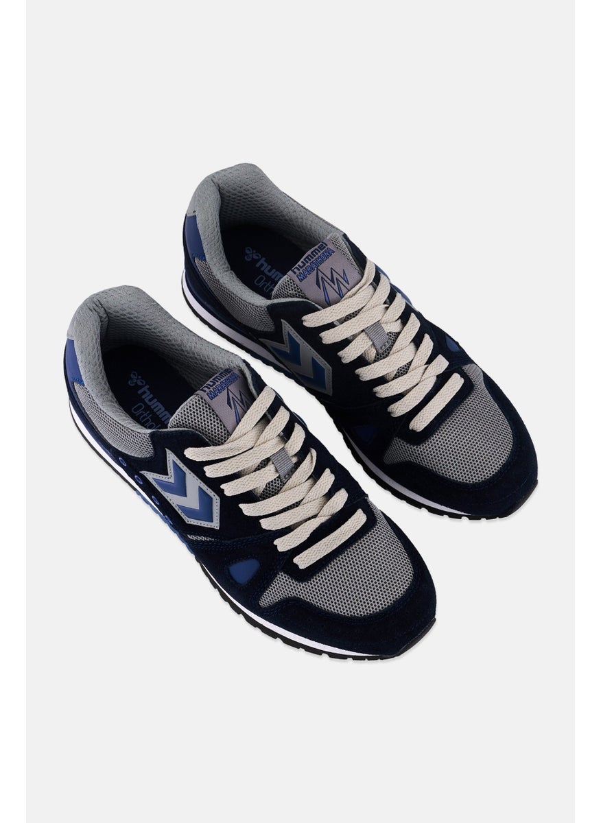 Hummingbird - Men Marathona Suede Lace Up Running Shoes, Blue - Image 1