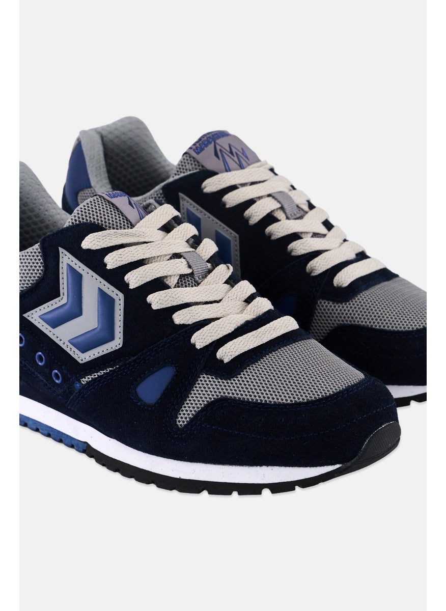 Hummingbird - Men Marathona Suede Lace Up Running Shoes, Blue - Image 1