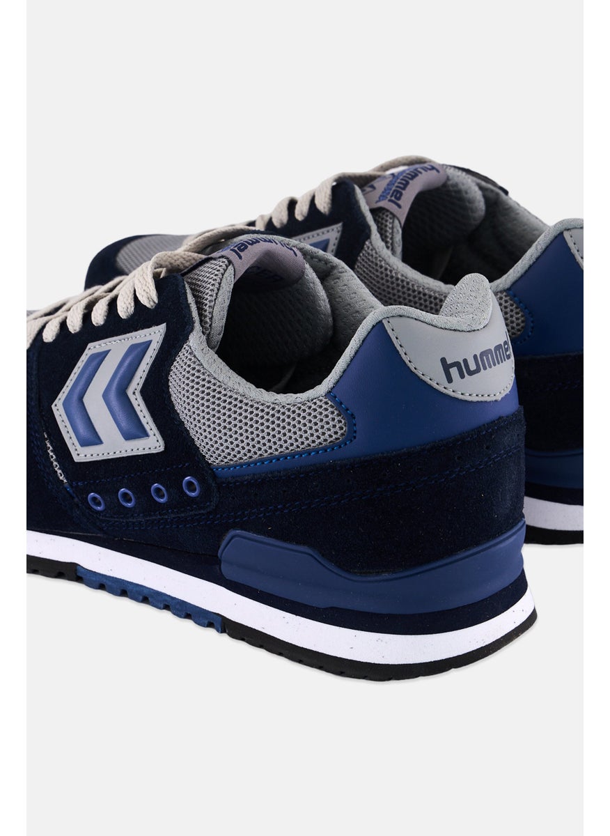 Hummingbird - Men Marathona Suede Lace Up Running Shoes, Blue - Image 1