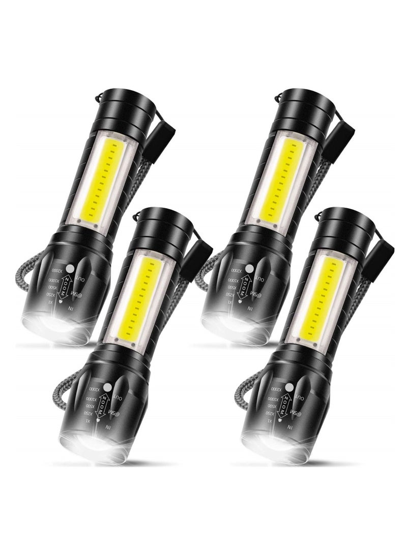 4 Pack USB Rechargeable Flashlight with 3 Modes, Bright LED Handheld Flashlight with COB Side Lights, Portable Flashlights for Camping, Hiking, Emergency, and Daily Use - Image 1