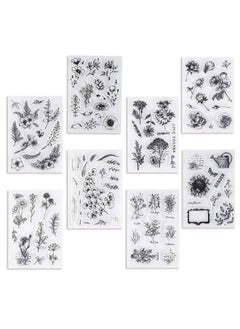 UCEC 8 Sheets Clear Stamps Vintage Plants And Flowers Silicone Rubber Stamps Small Clear Stamps For Card Making Decoration And Diy Scrapbooking  - Image 2