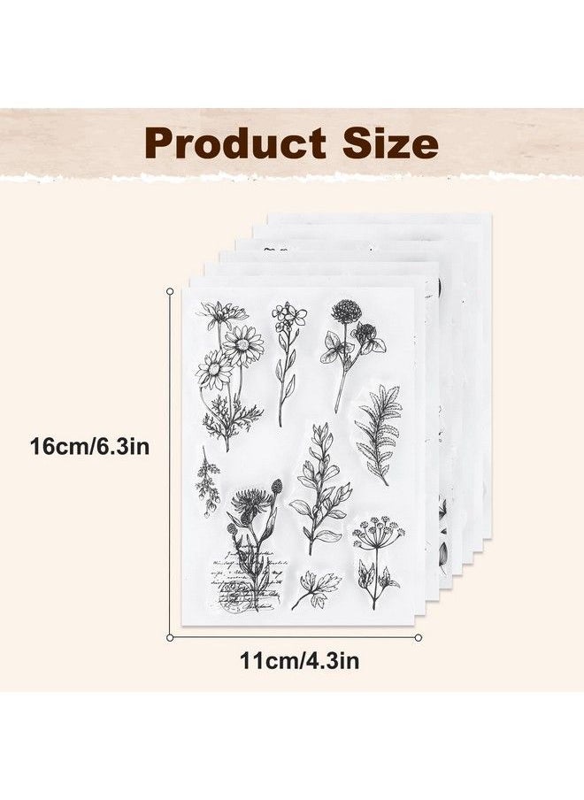 UCEC 8 Sheets Clear Stamps Vintage Plants And Flowers Silicone Rubber Stamps Small Clear Stamps For Card Making Decoration And Diy Scrapbooking  - Image 3
