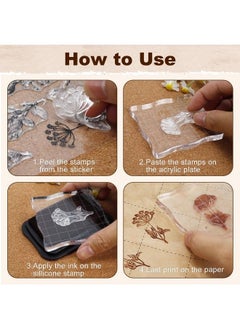 UCEC 8 Sheets Clear Stamps Vintage Plants And Flowers Silicone Rubber Stamps Small Clear Stamps For Card Making Decoration And Diy Scrapbooking  - Image 5