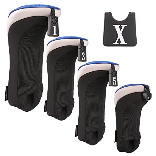 Golf Builder 4pcs/Set Golf Club Driver Fairway Wood Hybrid Head Covers 1 3 5 UT Covers with Interchangeable Number Tag (Blue) - Image 2