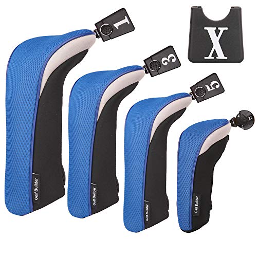 Golf Builder 4pcs/Set Golf Club Driver Fairway Wood Hybrid Head Covers 1 3 5 UT Covers with Interchangeable Number Tag (Blue) - Image 3