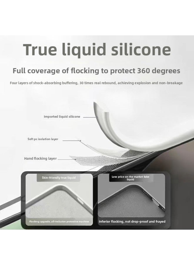 For Apple Mobile Phone Case For Iphone16 Liquid Silicone Protective Case 15 14 Men And Women 12 Advanced Sense Mobile Phone Case-Color:Carbon Gray Black [with Logo + Packaging Box]-Applicable Models:For Iphone15 Pro