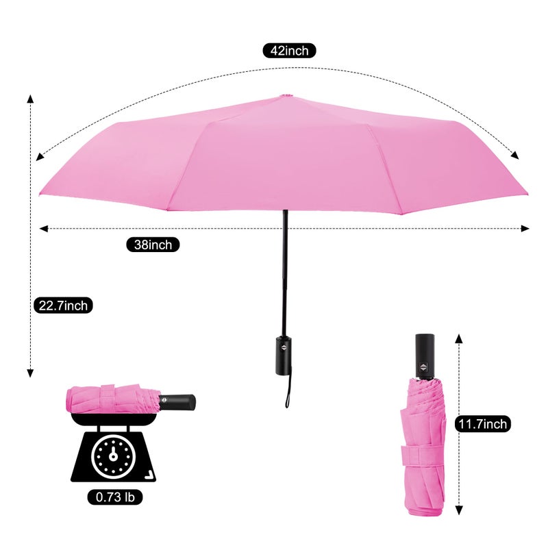 SoulRain Umbrellas for Rain, Durable & Compact Umbrella, Backpack, Purse, Portable Umbrella for Travel - Auto Open Close Strong Fiberglass(Pink) - Image 4