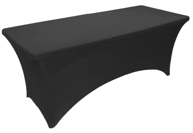 Gowinex Gowinex 8ft Black Stretch Spandex Table Cover Tablecloth for Rectangular Fitted Folding Table 