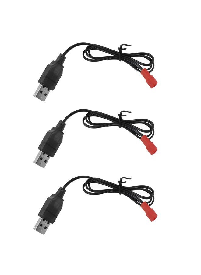 Maxmoral 3PCS Black USB Charging Cable JST Plug 3.7V USB Lithium Battery Charger for RC Aircraft Helicopter Toy Accessory - Image 1