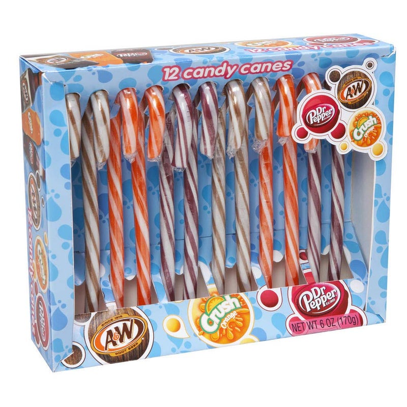 Frankford Dr. Pepper, 7 Up, and A&W Flavored Christmas Candy Cane, Pack of 12, 5.3 oz