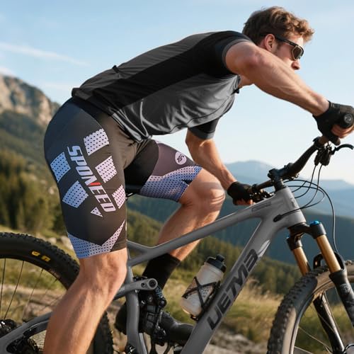 sponeed Biking Shorts with Padding Bicycle Chamois Compression Pants Padded Biker Clothing US S Grey - Image 5