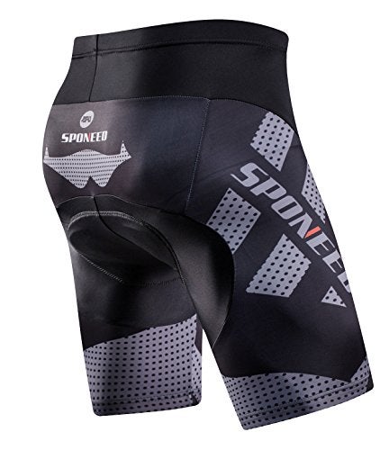 sponeed Biking Shorts with Padding Bicycle Chamois Compression Pants Padded Biker Clothing US S Grey - Image 2