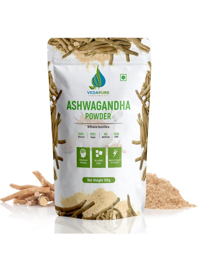 VEDAPURE Natural And Pure Ashwagandha Powder Supports Anxiety And Stress 100Gm Pack Of 1  - Image 1