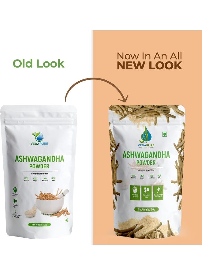 VEDAPURE Natural And Pure Ashwagandha Powder Supports Anxiety And Stress 100Gm Pack Of 1  - Image 4