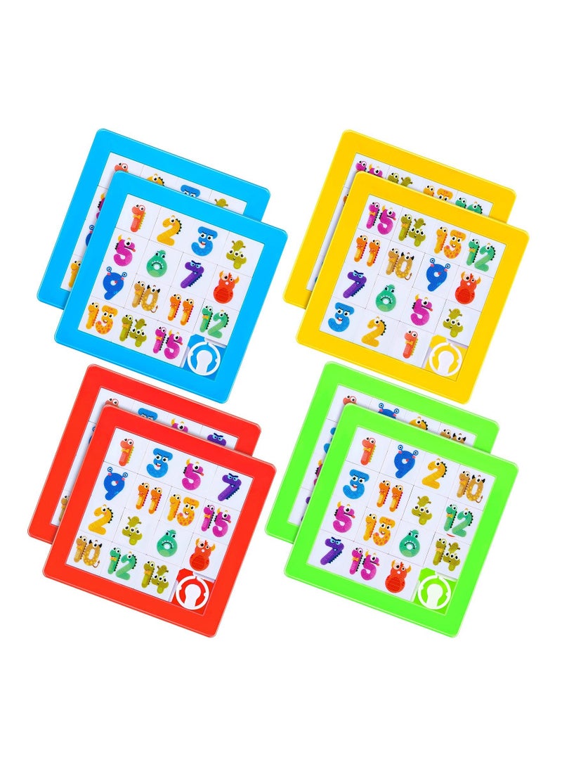 NIBEMINENT 8 Pcs Puzzle Plastic Slide Number Brain Teaser IQ Game, SYOSI Toddler Early Education Toys Educational Learning Tool for Boys and Girls Party Favor (Random Color)  - Image 1
