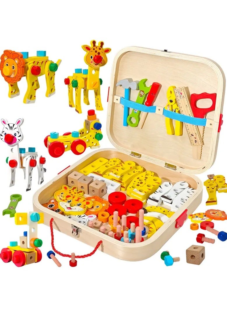 Muwanzi Animal Assembly Toolbox, Fun Wooden Tool Toy, Pretend Play Educational Toy, Enhances Creativity And Hands-On Skills, Birthday And Day Gift For Kids Above 3 Years Old - Image 1