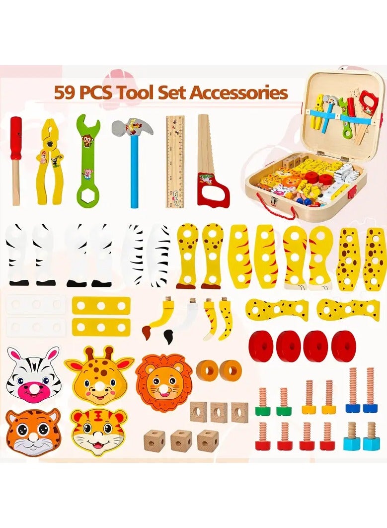 Muwanzi Animal Assembly Toolbox, Fun Wooden Tool Toy, Pretend Play Educational Toy, Enhances Creativity And Hands-On Skills, Birthday And Day Gift For Kids Above 3 Years Old - Image 3
