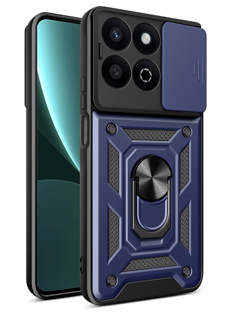 SanHu for Honor X7c 4G/5G Case Cover, Slide Camera Lens Cover, Magnetic Ring Holder Kickstand Protective Phone Case for Honor X7c 4G/5G, Blue