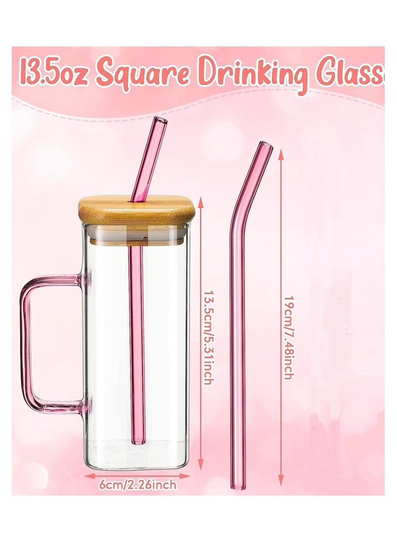 Glass Tumbler with Wooden Lid & Straw 400ml, Glass Cup with Colored Handle Pack of 1, Iced Tea & Coffee Mugs for Straw and Direct Drinking, Travel Sipper Bottle for Juice, Cocktail, Smoothie - Image 5