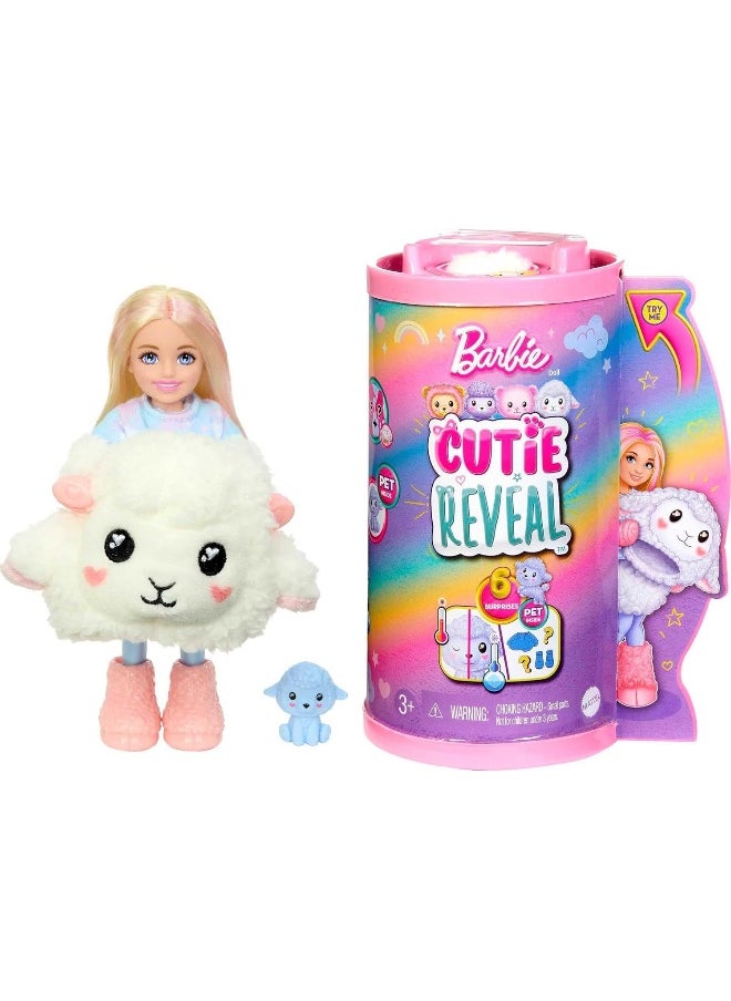 Barbie Barbie Cutie Reveal Cozy Cute Tees Series Chelsea Doll & Accessories, Plush Lamb, Blonde Small Doll  - Image 1