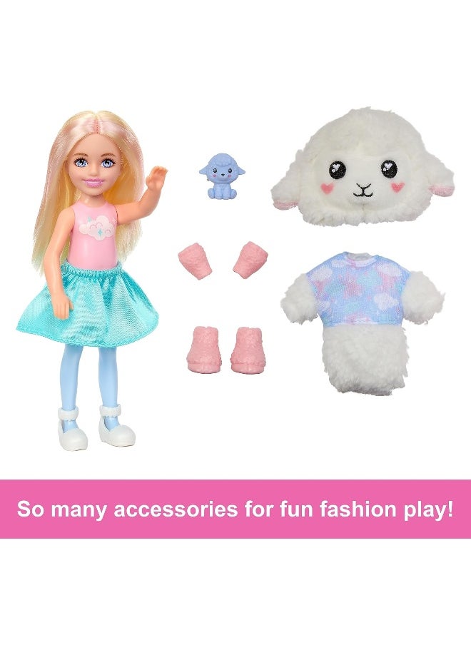 Barbie Barbie Cutie Reveal Cozy Cute Tees Series Chelsea Doll & Accessories, Plush Lamb, Blonde Small Doll  - Image 4