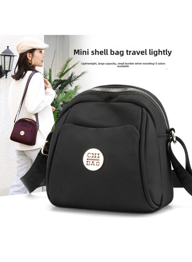 Crossbody Women's Mini Small Bag OxFord Cloth Shell Bag Waterproof Canvas Shoulder Fashionable Youth Trendy Nylon Cloth Bag-Color:Deep Red  - Image 5